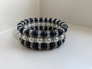 Knotband in blauw en wit