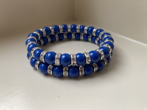 Knotband 2 rijen breed True blue