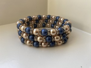 Knotband in blauw en rosé goud