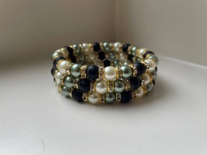Groen, zwart en off-white knotband